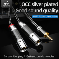 Câble audio Hifi stéréo 3,5 mm, 3 broches, 2XLR, haute qualité, OCC, plaqué argent, avec prise plaquée or, pour PC, casque, microphone