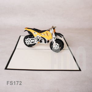Diseño personalizado 3D Pop-up Tarjetas de felicitación de cumpleaños Calidad garantizada Arte en papel Dirt Bike Souvenir Gold Stamping Surface - Product Image 4