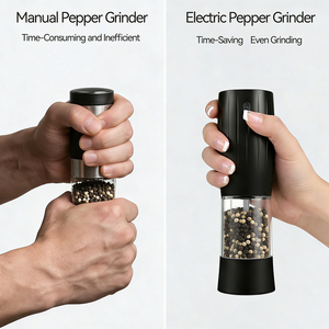 Customized 2 Pack Modern Luxury Gravity Battery-operated Portable Daily Cooking Plastic <b>Pepper</b> Mill Led - Product Image 5