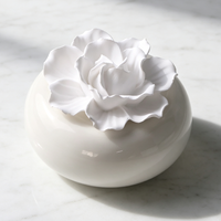 Coffret Cadeau de Luxe : Diffuseur de Parfum d'Ambiance Artisanal en Céramique Solide, Plâtre Parfumé aux Fleurs, Huile Essentielle et Bâtonnets de Diffusion