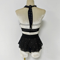 Vente chaude Nylon Trois pièces Danseuse Femmes Pole Stripper Tenues strass Maille Jupe Dames Bouteille Filles Sexy Exotique Danse Porter