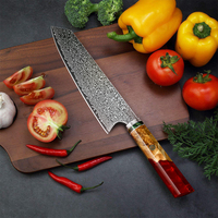 Couteau de chef professionnel japonais en acier Damas de 8 pouces avec manche en bois stabilisé