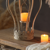 Chandelier créatif de luxe en forme de couronne, porte-bougie rustique en métal blanc, support de bougie de table en métal en forme de couronne