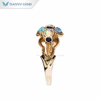 Bague en opale Tianyu Gems, coupe ronde, pierres précieuses de laboratoire colorées, bague de mariage et de fiançailles pour femmes, or blanc véritable 18K 14K, bijoux sur mesure
