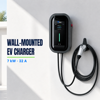 Station de recharge murale pour véhicules électriques Tpson 7KW 32A, double connecteur Type 1 Type 2, IP65, résistante aux intempéries, chargeur EV multiple