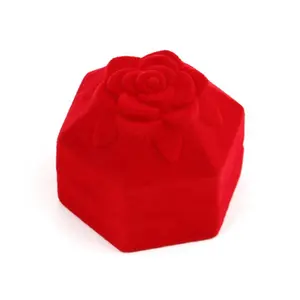 Zhihua anel de casamento de veludo, embalagem de flor, caixa de presente de joias, caixa de pingente vermelho