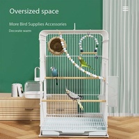 Grande cage à oiseaux d'intérieur en acrylique et acier inoxydable avec fermeture à bouton-pression