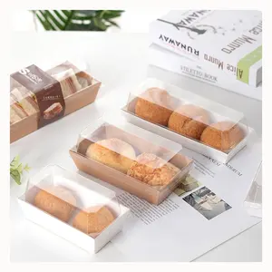 Wholesale Cake Bread Bakery Food Packing Square Kraft Paper Packaging Sandwich Dessert Box With White Paper Bottom