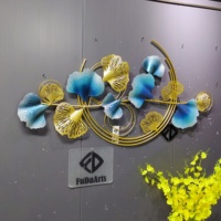 Décoration murale en métal pour salon, 110x60cm, motif de feuilles dorées, style luxueux, livraison directe, décoration pour la maison, DDP