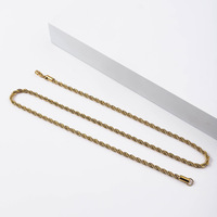 Vente en gros 2MM-5MM Chaîne Corde Personnalisée en Acier Inoxydable Étanche 18k Plaqué Or Chaîne Corde Torsadée Collier pour Hommes et Femmes