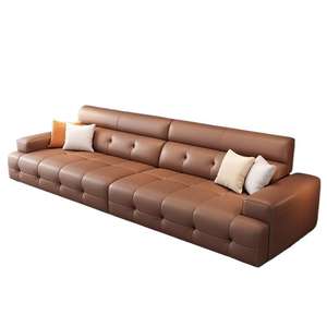Leather <b>Sofa</b> Set One Line Tufted Modern Minimalist Living Room Furniture - Product Image 5