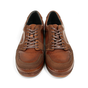 Chaussures décontractées pour hommes en cuir véritable, talon bas, à lacets, couleur unie, marron, noir, chaussures bateau de loisirs 310-4 - Product Image 2