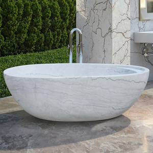 Stock <span class=keywords><strong>moins</strong></span> <span class=keywords><strong>cher</strong></span> prix d'usine baignoire autoportante en marbre blanc gris - Product Image 1