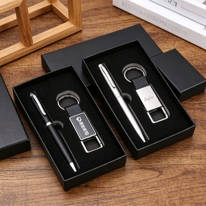 Ensemble de porte-clés stylo avec logo personnalisé, finition chrome argenté, idéal pour les anniversaires d'entreprise, fourniture en gros, idées de cadeaux d'entreprise pour les clients - Product Image 1
