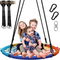 Balançoire araignée moderne en métal extra large, robuste et imperméable pour jardin, multicolore, pour enfants, balançoire ronde en forme de toile d'araignée
