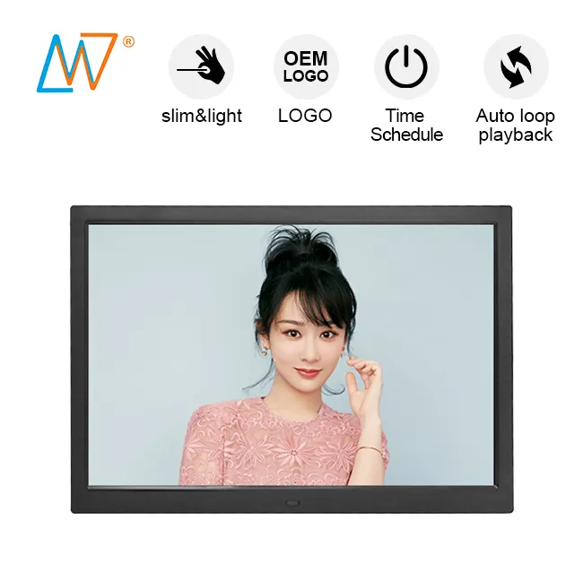 Kommerzieller schlanker LCD-Ad-Player 15-Zoll-Video-Kunststoff-Bilderrahmen-Viewer mit Ton