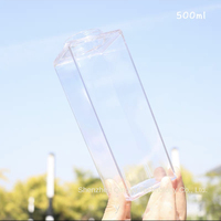 16oz Écologique En Gros En Plastique Transparent Tasse Boîte À Lait Carton En Forme De Bouteille Couvercle pour Lait Froid Direct Boire À L'extérieur