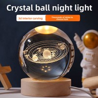 Boule de style galaxie gravée au laser 3D, lumière de nuit gravée sur mesure en K9, décoration Feng Shui pour la maison, cadeau de mariage ou d'anniversaire, vente en gros