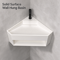 Petit lavabo carré en acrylique, surface solide, lavabo mural, lavabo de salle de bain personnalisé, lavabo moderne, OEM ODM