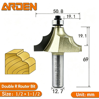 Fraise à bois Yaden de Taïwan, double profil R, pour le façonnage des bords, modèle 0802, pour le détourage des bords de table, fraise décorative, queue de 1/2 pouce, en carbure