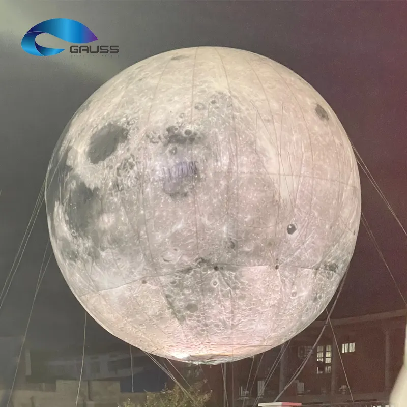 Luna a gonfiaggio automatico di 15M luna luminosa grande luna che cambia colore elio