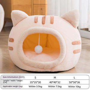 Luxury Solid Pattern Winter Warm Closed Cat Nest Eco-Friendly Four Seasons Universal Safety Kitten Pet <b>Bed</b> with Custom Packing - Product Image 5