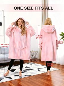 <strong>Oversized</strong> <strong>Hoodie</strong> Blanket Wearable Sweatshirt Ultra Soft 100Polyester Sherpa Fleece Comfy <strong>Snuggle</strong> <strong>Hoodie</strong> - Product Image 2