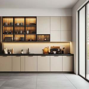 Juego de Muebles de Cocina Modulares Completos de Lujo Modernos en Forma de L de Madera Maciza de Roble con Puertas de Madera Ecológicas para Uso en Hoteles OE HOME - Product Image 3