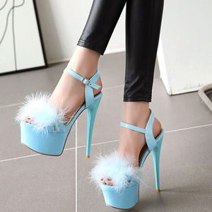 Sandalias de Plataforma Alta con Peluche para Mujer, Tacones Finos de Aguja, Zapatos de Baile para Bailarinas de Pole Dance, Talla Grande 48, Zapatos de Vestir para Mujer - Product Image 5