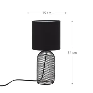 Retro Industrial Style Hollow Cage Table Lamp Black Metal Base Bedside Lamps For Bedroom Home Decor