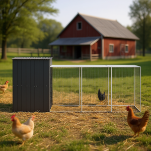 Jaula para pollos Anthrphonsite 65x179.1x71.3 en acero galvanizado con corral para equipos de ganadería - Product Image 2