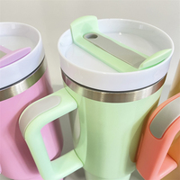 Gobelet à sublimation vierge de couleurs pastel 40 oz H2.0 tasse à café de voyage 40 oz gobelet à poignée sport avec lis et paille