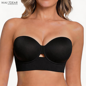 Taille chère OEM personnalisé femmes palangre soutien-gorge sans bretelles à armatures Bustier anti-dérapant lourd soutien de la poitrine cacher le dos gros corset haut - Product Image 1