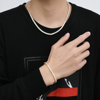 Collar de circonita cúbica 5A de 4 mm con engaste de 3 garras, cadena de tenis de una sola fila, estilo Iced Out, joyería Hip Hop Bling para mujer y hombre