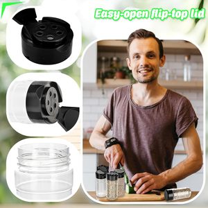 Frascos de Plástico de 100 ml para Especias, Botellas Transparentes de PET para Pimienta y Condimentos con Tapas Dosificadoras para Especias, Hierbas y Condimentos - Product Image 6