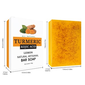 Venta al por mayor, logotipo personalizado, limón, cúrcuma, Ácido Kójico, barra de jabón facial, naranja, cúrcuma, Kójico, miel, jabón facial, blanqueamiento a base de hierbas - Product Image 5