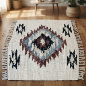 Tapis fins en coton et laine tissés à la main, modernes, antidérapants, faits à la main - Product Image 2
