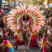 Costume de carnaval en plumes pour femme, tenue ornée de strass en cristal, grande coiffe dorsale, OEM 5XL, pour spectacle, défilé, danse Samba