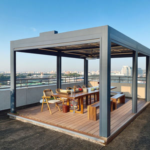 <span class=keywords><strong>Pergola</strong></span> motorisée écologique résistante au vent, alimentée par l'énergie solaire, en aluminium avec revêtement en poudre, 10x20 pieds, système de panneaux solaires, automatique - Product Image 4