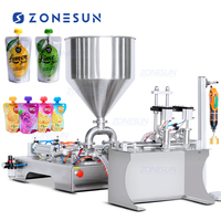 ZONESUN ZS-GTSP2 Semi Automatique Double Tête Piston Pompe De Bureau Épais Liquide Pâte Doypack Bec Poche Remplissage Capsulage Machine