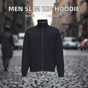 <b>Men's</b> <b>Zipper</b>-Up Solid Lined Hooded Sports <b>Cardigan</b> Casual Regular Fit Breathable Fleece Polyester/Cotton Sweatshirt Hoodie - Product Image 2