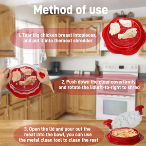 Trituradora de carne de cocina antideslizante de alta calidad, herramienta trituradora de pechuga de pollo, tapa transparente de plástico portátil, trituración de pollo - Product Image 5