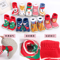 Chaussons-chaussettes tricotés pour bébé, motif paysage hivernal, semelle souple et flexible en TPE antidérapante, pour l'hiver et les fêtes, vente en gros