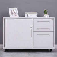 Tambour Porte Bureau Classeur En Métal avec 3 Tiroirs En Acier De Stockage Copieur Imprimante Stand Mobile Cabinet