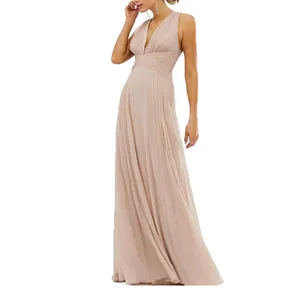 Wholesale high quality women clothing casual bridesmaid ruched lady dress bodice drape maxi dress