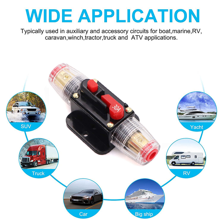 Audio Inline Circuit Breaker Reset Fuse 12V-24V DC