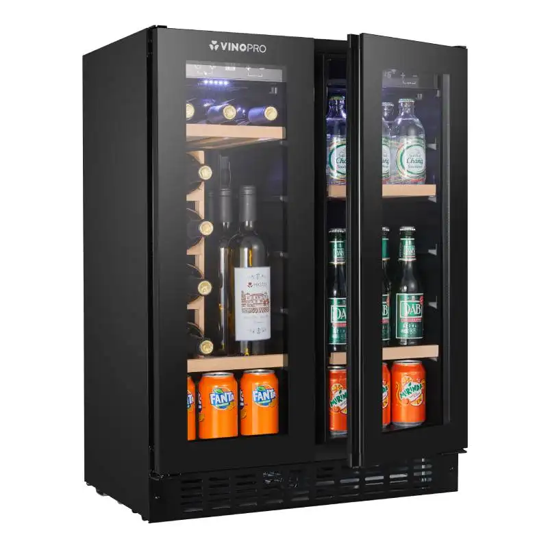 Factory Custom 96L Dual-Zone Wine Cellar Refrigerator 28 Bottle Glass Door Beverage and Wine Fridge with CE/CB Certification