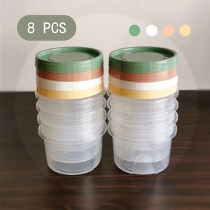 8 boîtes rondes de 500 ml pour conserver les aliments frais, récipients de stockage pour réfrigérateur, fruits, collations, bocaux hermétiques, compatibles micro-ondes - Product Image 1