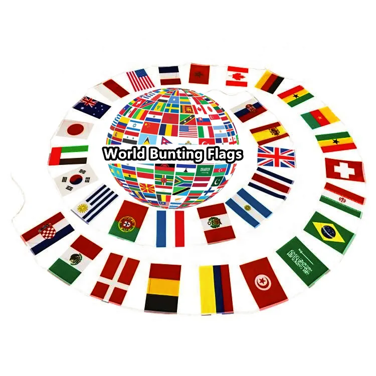 World Football Games polyester all countries string bunting flag banners Decorative national bunt flags