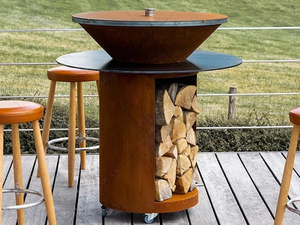 Barbecue au bois Plancha en acier Corten pour jardin et cuisine - Product Image 5